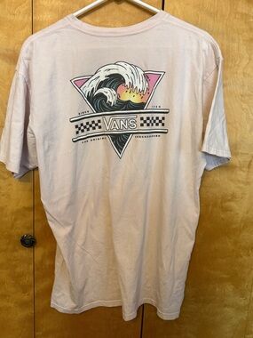 Vans Men's Crewneck T-Shirt in Pale Pink with Small Logo Men’s Size Large
